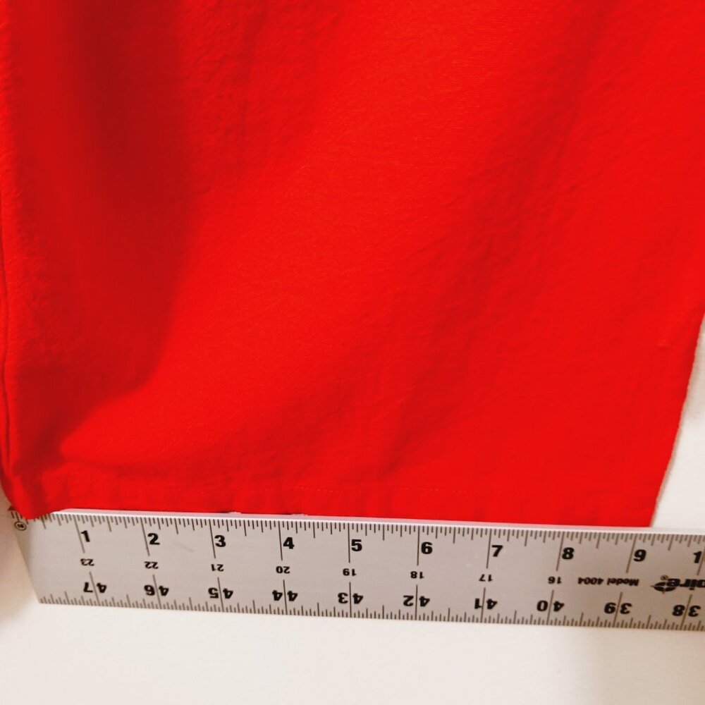 Ambition, Med., Red Strapless Linen Blend Jumpsuit W/ Ruffled Top, Calf Length - Picture 12 of 13